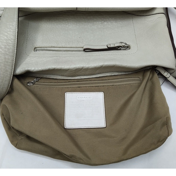 Coach Ivory Pebbled Leather Zipper Closure Crossbody Bag - Picture 11 of 16